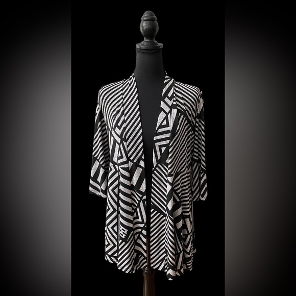 Joseph Ribkoff: Gray and Black Open Front Cardigan - Picture 3 of 14